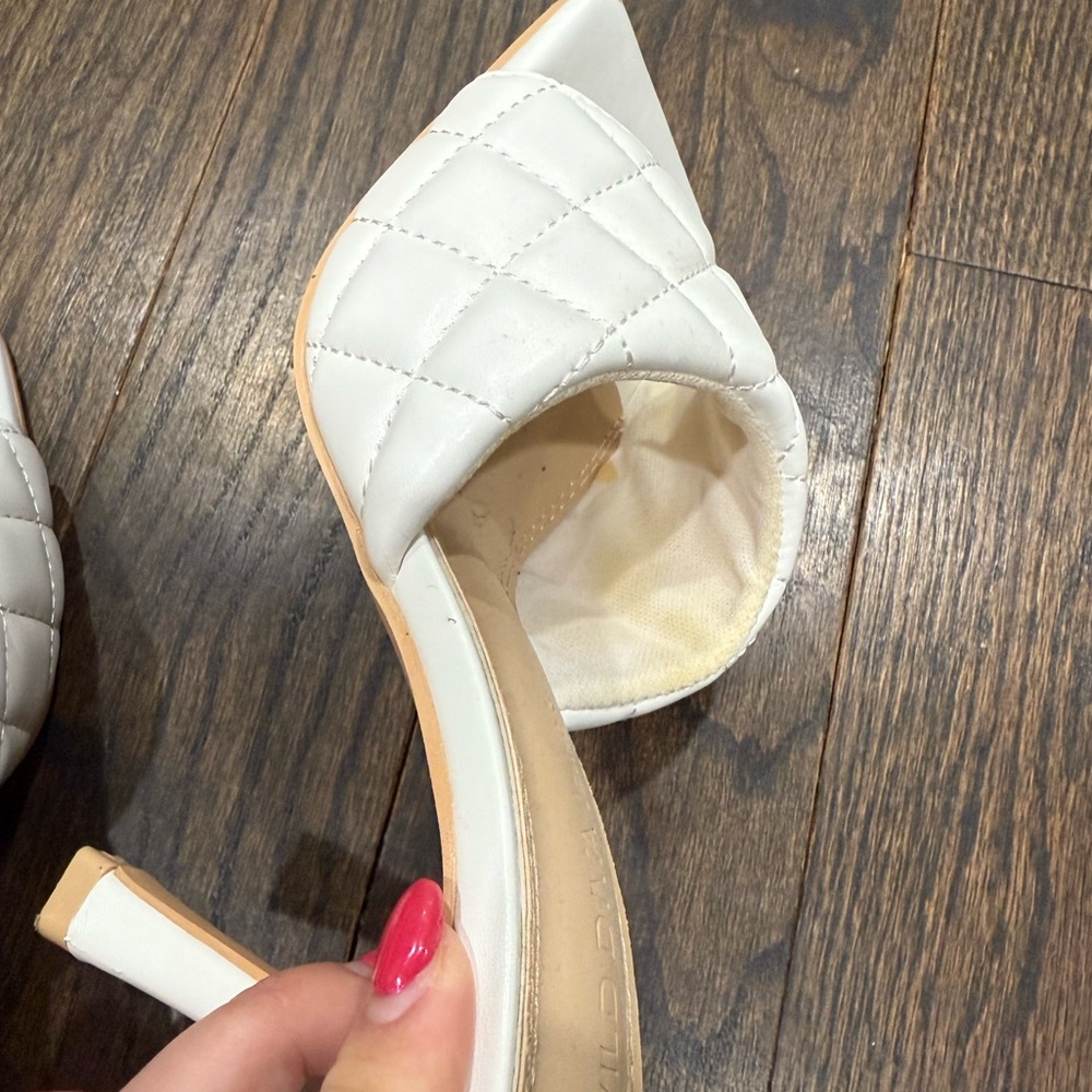 Quilted Kitten Heels / Sandal / Mule - white - Picture 4 of 8